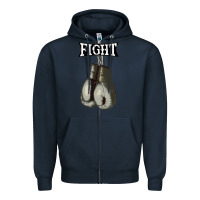 Navy boxing vintage fight gloves Zipper Hoodie - artisFamous