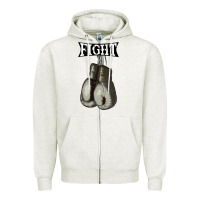 Oatmeal Heather boxing vintage fight gloves Zipper Hoodie - artisFamous