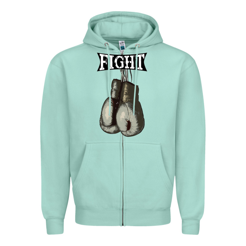 Boxing Vintage Fight Gloves Zipper Hoodie by artisFamous | Teevron