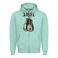 Seafoam boxing vintage fight gloves Zipper Hoodie - artisFamous