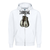 White boxing vintage fight gloves Zipper Hoodie - artisFamous
