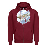 Burgundy 40 flying tigers Zipper Hoodie - artisFamous