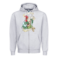 Heather Grey alan a dale rooster  oo de lally golly what a day tattoo watercolor pa Zipper Hoodie - artisFamous