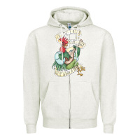 Oatmeal Heather alan a dale rooster  oo de lally golly what a day tattoo watercolor pa Zipper Hoodie - artisFamous