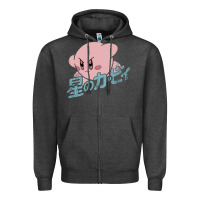 Charcoal Heather kirby kanji Zipper Hoodie - artisFamous