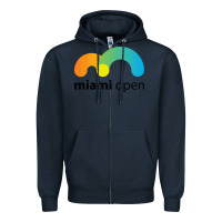 Navy MIAMI OPEN Zipper Hoodie - artisFamous