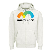 Oatmeal Heather MIAMI OPEN Zipper Hoodie - artisFamous