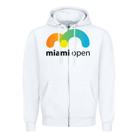 White MIAMI OPEN Zipper Hoodie - artisFamous