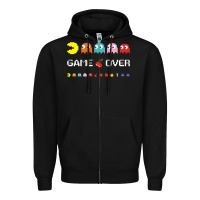 Black cool retro 80s pacman ghosts video games Zipper Hoodie - artisFamous