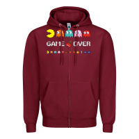 Burgundy cool retro 80s pacman ghosts video games Zipper Hoodie - artisFamous