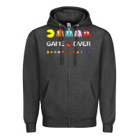 Charcoal Heather cool retro 80s pacman ghosts video games Zipper Hoodie - artisFamous