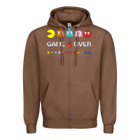 Chestnut cool retro 80s pacman ghosts video games Zipper Hoodie - artisFamous