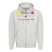 Dove Grey cool retro 80s pacman ghosts video games Zipper Hoodie - artisFamous