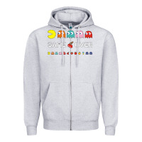 Heather Grey cool retro 80s pacman ghosts video games Zipper Hoodie - artisFamous