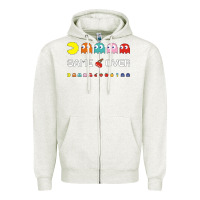 Oatmeal Heather cool retro 80s pacman ghosts video games Zipper Hoodie - artisFamous
