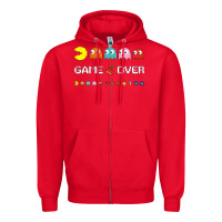 Red cool retro 80s pacman ghosts video games Zipper Hoodie - artisFamous