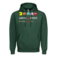 Sports Green cool retro 80s pacman ghosts video games Zipper Hoodie - artisFamous