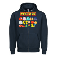 Navy 80s pacman ghosts video games Zipper Hoodie - artisFamous