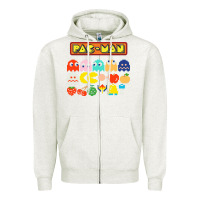 Oatmeal Heather 80s pacman ghosts video games Zipper Hoodie - artisFamous