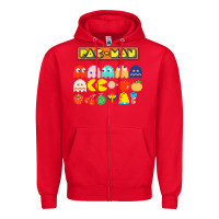 Red 80s pacman ghosts video games Zipper Hoodie - artisFamous