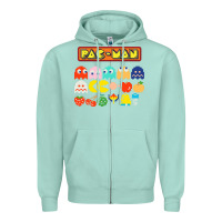 Seafoam 80s pacman ghosts video games Zipper Hoodie - artisFamous