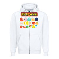 White 80s pacman ghosts video games Zipper Hoodie - artisFamous