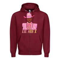 Burgundy lil nas x 2 Zipper Hoodie - artisFamous