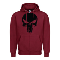 Burgundy the punisher skull black Zipper Hoodie - artisFamous