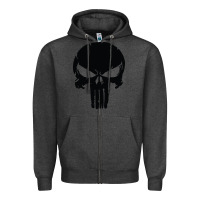 Charcoal Heather the punisher skull black Zipper Hoodie - artisFamous