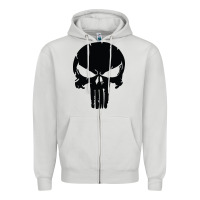 Dove Grey the punisher skull black Zipper Hoodie - artisFamous