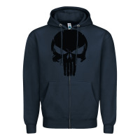 Navy the punisher skull black Zipper Hoodie - artisFamous