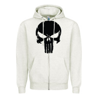 Oatmeal Heather the punisher skull black Zipper Hoodie - artisFamous