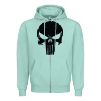 Seafoam the punisher skull black Zipper Hoodie - artisFamous