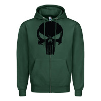 Sports Green the punisher skull black Zipper Hoodie - artisFamous
