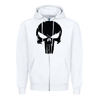 White the punisher skull black Zipper Hoodie - artisFamous