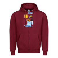Burgundy Just Chill Zipper Hoodie - artisFamous