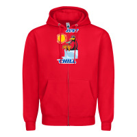 Red Just Chill Zipper Hoodie - artisFamous