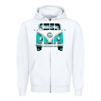White hippie surf van Zipper Hoodie - artisFamous