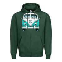 Sports Green hippie surf van Zipper Hoodie - artisFamous