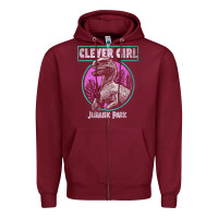 Burgundy distressed teal raptor clever girl t shirt Zipper Hoodie - artisFamous