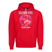Red distressed teal raptor clever girl t shirt Zipper Hoodie - artisFamous