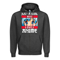 Charcoal Heather just a girl who loves anime japanese cute Zipper Hoodie - artisFamous