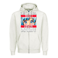 Oatmeal Heather just a girl who loves anime japanese cute Zipper Hoodie - artisFamous