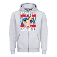 Heather Grey just a girl who loves anime japanese cute Zipper Hoodie - artisFamous