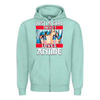 Seafoam just a girl who loves anime japanese cute Zipper Hoodie - artisFamous