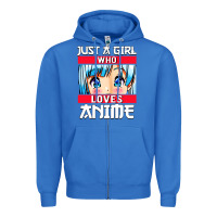 True Royal just a girl who loves anime japanese cute Zipper Hoodie - artisFamous