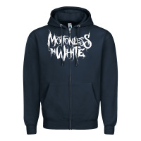 Navy motionless in white Zipper Hoodie - artisFamous