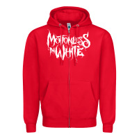 Red motionless in white Zipper Hoodie - artisFamous