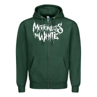 Sports Green motionless in white Zipper Hoodie - artisFamous