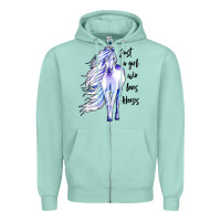 Seafoam just a girl who loves horses Zipper Hoodie - artisFamous